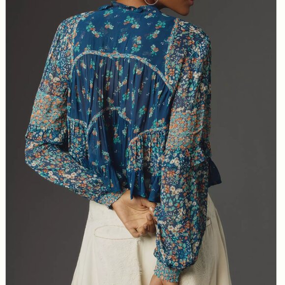 Anthropologie Sheer Babydoll Blouse - Picture 2 of 4